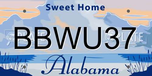 BBWU37 Alabama License Plate