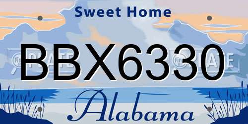 BBX6330 Alabama License Plate