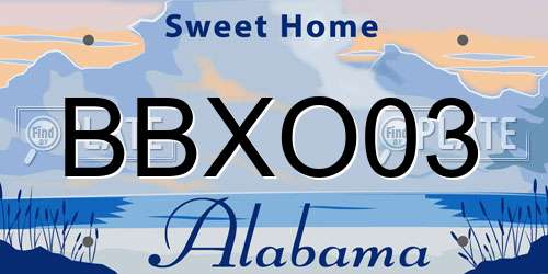 BBXO03 Alabama License Plate
