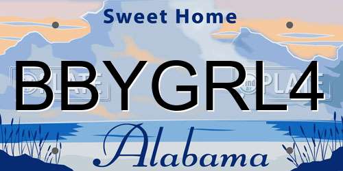 BBYGRL4 Alabama License Plate