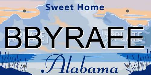 BBYRAEE Alabama License Plate