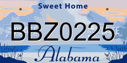 BBZ0225 Alabama License Plate