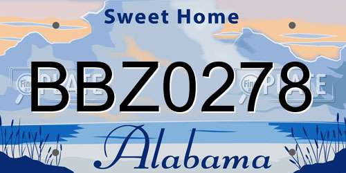 BBZ0278 Alabama License Plate