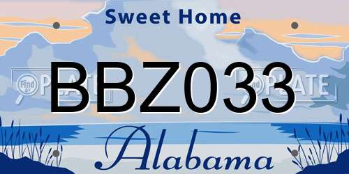 BBZ033 Alabama License Plate