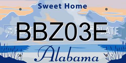 BBZ03E Alabama License Plate