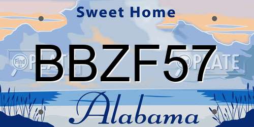 BBZF57 Alabama License Plate