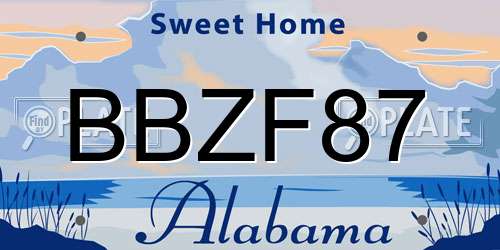 BBZF87 Alabama License Plate
