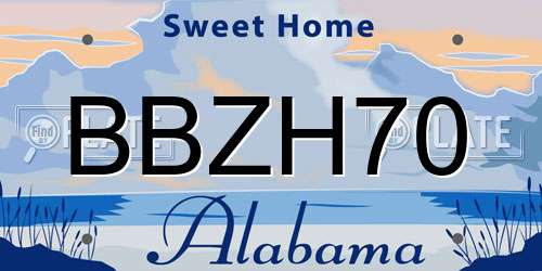 BBZH70 Alabama License Plate