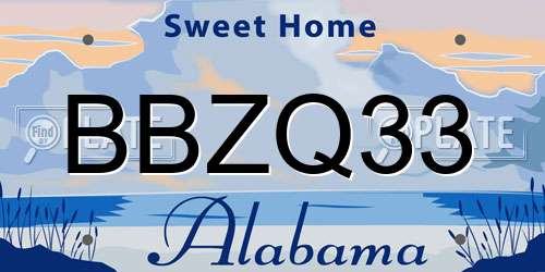 BBZQ33 Alabama License Plate