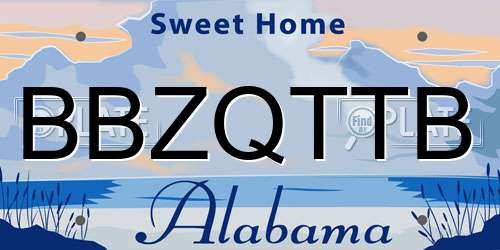 BBZQTTB Alabama License Plate