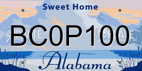 BC0P100 Alabama License Plate