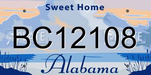 BC12108 Alabama License Plate