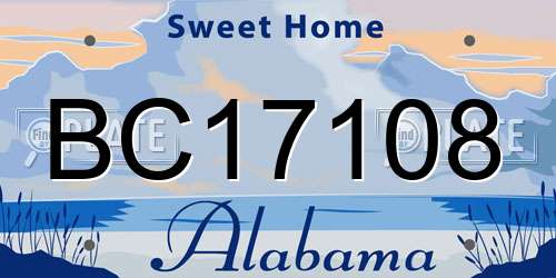 BC17108 Alabama License Plate