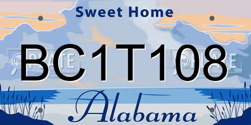 BC1T108 Alabama License Plate