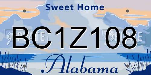 BC1Z108 Alabama License Plate