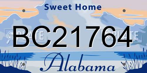 BC21764 Alabama License Plate