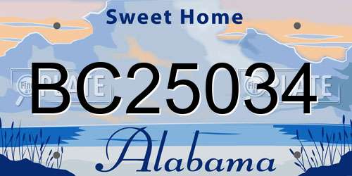 BC25034 Alabama License Plate