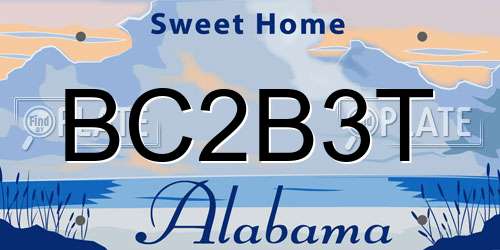 BC2B3T Alabama License Plate
