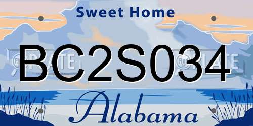 BC2S034 Alabama License Plate