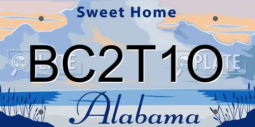 BC2T1O Alabama License Plate