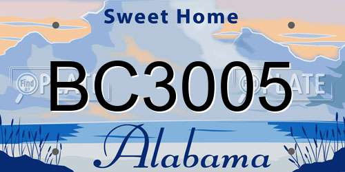 BC3005 Alabama License Plate