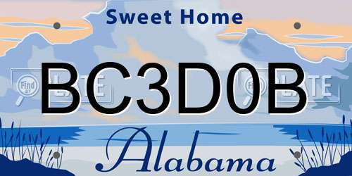 BC3D0B Alabama License Plate