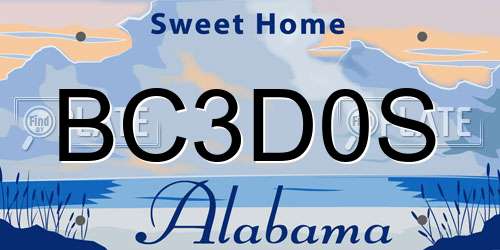 BC3D0S Alabama License Plate