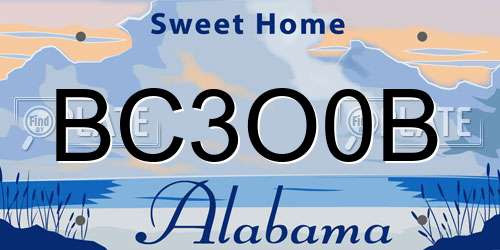 BC3O0B Alabama License Plate