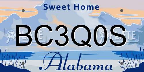 BC3Q0S Alabama License Plate