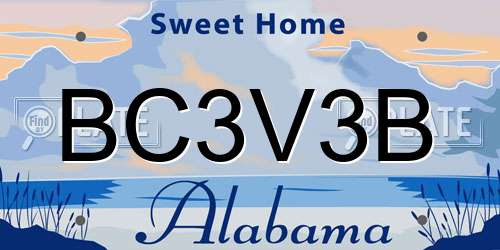 BC3V3B Alabama License Plate