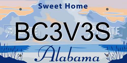 BC3V3S Alabama License Plate