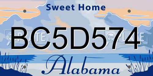 BC5D574 Alabama License Plate