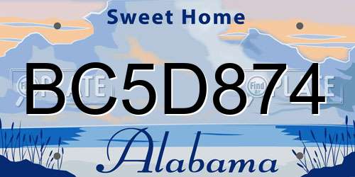 BC5D874 Alabama License Plate