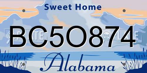 BC5O874 Alabama License Plate