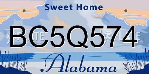 BC5Q574 Alabama License Plate