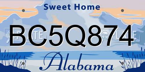 BC5Q874 Alabama License Plate