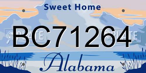 BC71264 Alabama License Plate