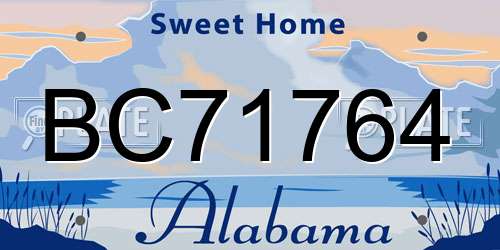 BC71764 Alabama License Plate
