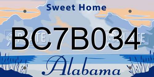 BC7B034 Alabama License Plate