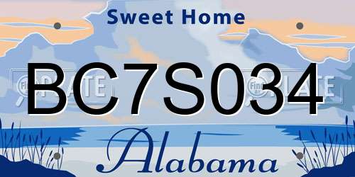 BC7S034 Alabama License Plate