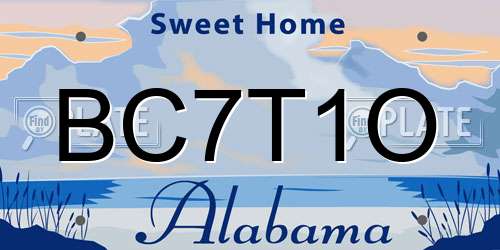 BC7T1O Alabama License Plate