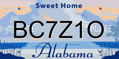 BC7Z1O Alabama License Plate