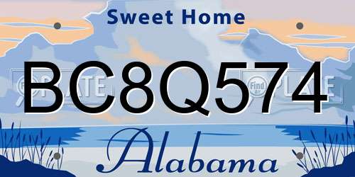 BC8Q574 Alabama License Plate