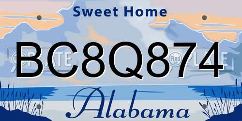 BC8Q874 Alabama License Plate