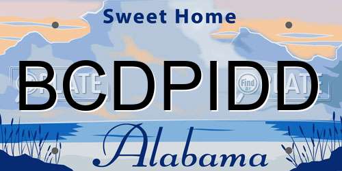 BCDPIDD Alabama License Plate