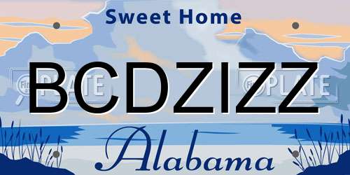 BCDZIZZ Alabama License Plate