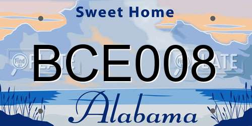 BCE008 Alabama License Plate