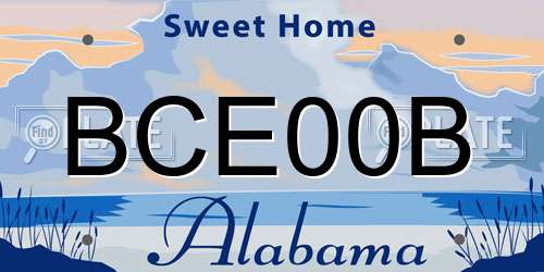 BCE00B Alabama License Plate