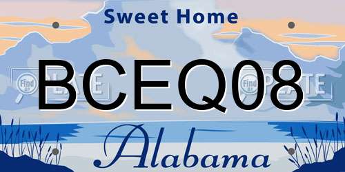BCEQ08 Alabama License Plate