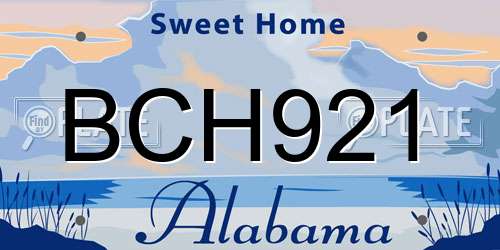BCH921 Alabama License Plate